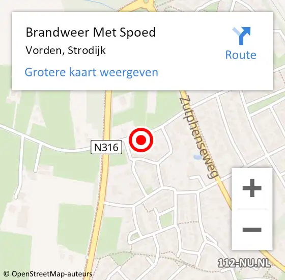 Locatie op kaart van de 112 melding: Brandweer Met Spoed Naar Vorden, Strodijk op 21 december 2023 19:12