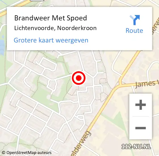 Locatie op kaart van de 112 melding: Brandweer Met Spoed Naar Lichtenvoorde, Noorderkroon op 21 december 2023 19:12