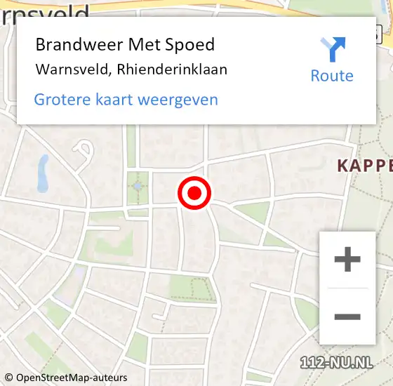 Locatie op kaart van de 112 melding: Brandweer Met Spoed Naar Warnsveld, Rhienderinklaan op 21 december 2023 19:16