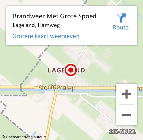 Locatie op kaart van de 112 melding: Brandweer Met Grote Spoed Naar Lageland, Hamweg op 21 december 2023 19:21