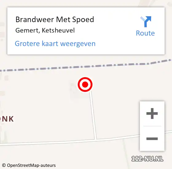 Locatie op kaart van de 112 melding: Brandweer Met Spoed Naar Gemert, Ketsheuvel op 21 december 2023 19:22