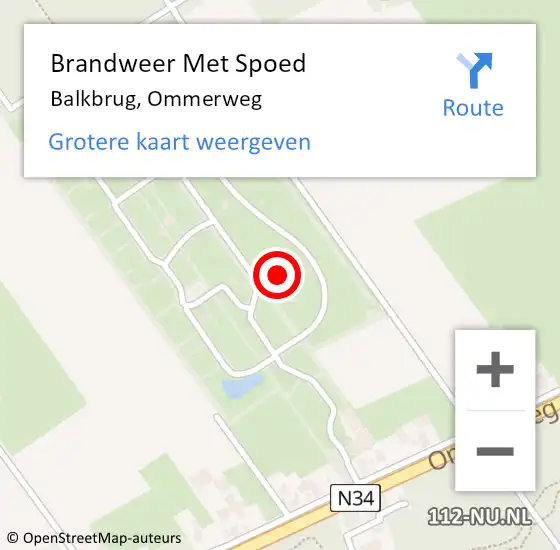 Locatie op kaart van de 112 melding: Brandweer Met Spoed Naar Balkbrug, Ommerweg op 21 december 2023 19:24