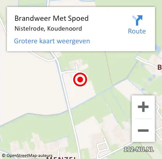 Locatie op kaart van de 112 melding: Brandweer Met Spoed Naar Nistelrode, Koudenoord op 21 december 2023 19:25