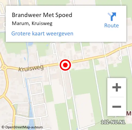 Locatie op kaart van de 112 melding: Brandweer Met Spoed Naar Marum, Kruisweg op 21 december 2023 19:26