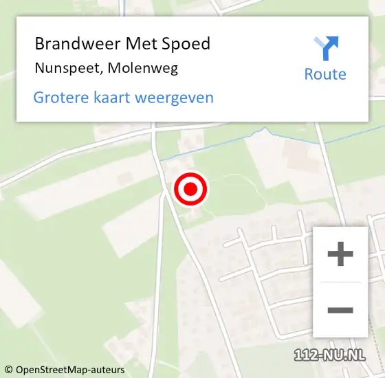 Locatie op kaart van de 112 melding: Brandweer Met Spoed Naar Nunspeet, Molenweg op 21 december 2023 19:26