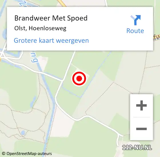 Locatie op kaart van de 112 melding: Brandweer Met Spoed Naar Olst, Hoenloseweg op 21 december 2023 19:26