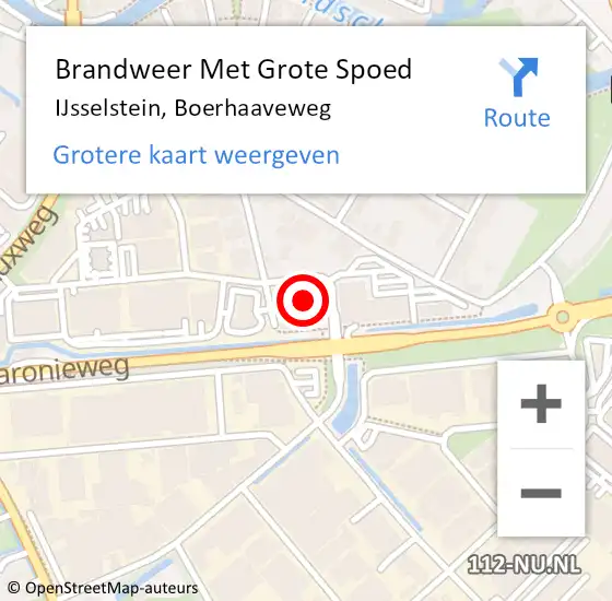 Locatie op kaart van de 112 melding: Brandweer Met Grote Spoed Naar IJsselstein, Boerhaaveweg op 21 december 2023 19:26