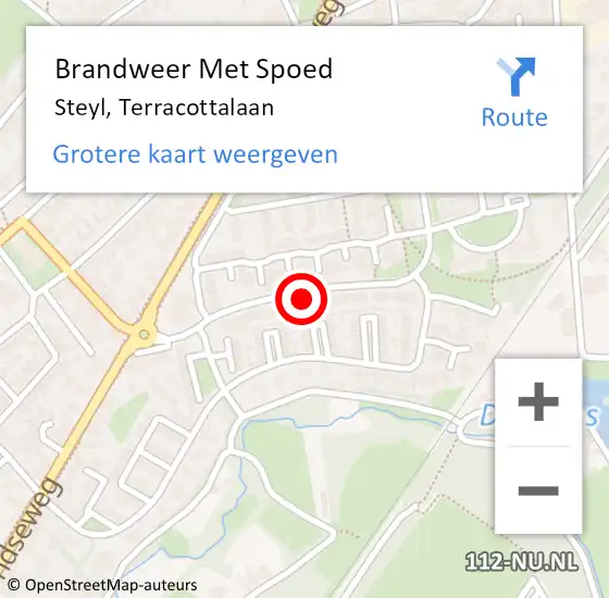 Locatie op kaart van de 112 melding: Brandweer Met Spoed Naar Steyl, Terracottalaan op 21 december 2023 19:31