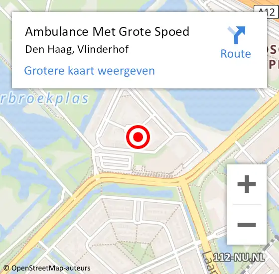 Locatie op kaart van de 112 melding: Ambulance Met Grote Spoed Naar Den Haag, Vlinderhof op 21 december 2023 19:35