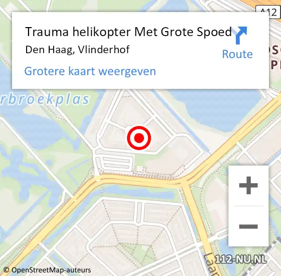 Locatie op kaart van de 112 melding: Trauma helikopter Met Grote Spoed Naar Den Haag, Vlinderhof op 21 december 2023 19:35