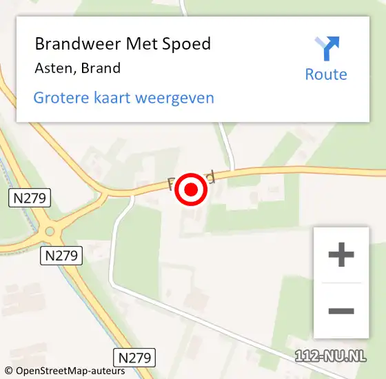 Locatie op kaart van de 112 melding: Brandweer Met Spoed Naar Asten, Brand op 21 december 2023 19:37