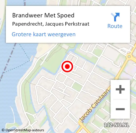 Locatie op kaart van de 112 melding: Brandweer Met Spoed Naar Papendrecht, Jacques Perkstraat op 21 december 2023 19:37