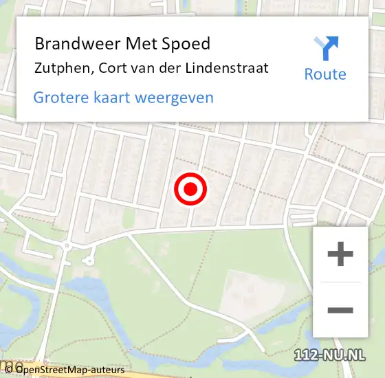 Locatie op kaart van de 112 melding: Brandweer Met Spoed Naar Zutphen, Cort van der Lindenstraat op 21 december 2023 19:38