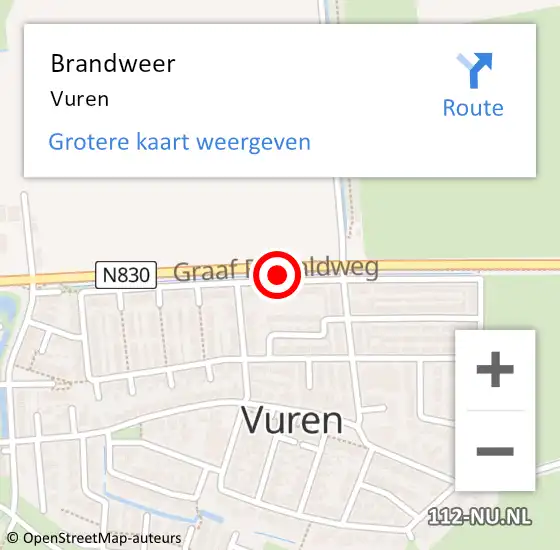 Locatie op kaart van de 112 melding: Brandweer Vuren op 21 december 2023 19:41