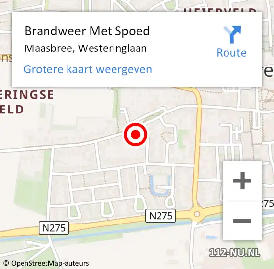Locatie op kaart van de 112 melding: Brandweer Met Spoed Naar Maasbree, Westeringlaan op 21 december 2023 19:51