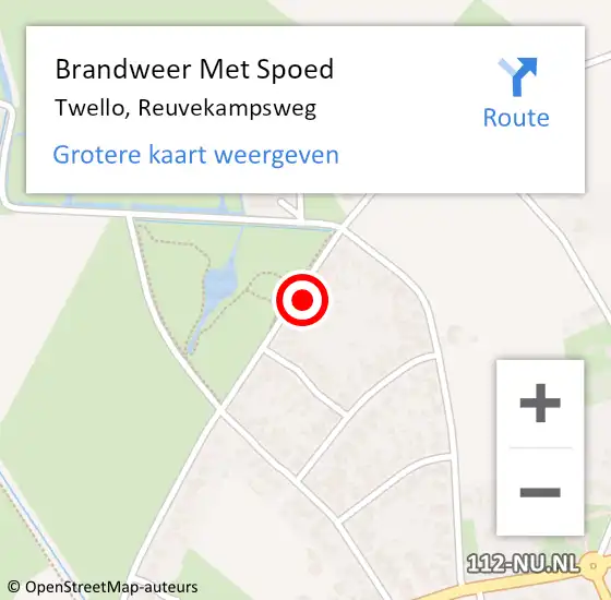 Locatie op kaart van de 112 melding: Brandweer Met Spoed Naar Twello, Reuvekampsweg op 21 december 2023 19:51