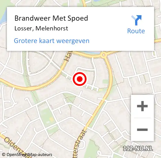 Locatie op kaart van de 112 melding: Brandweer Met Spoed Naar Losser, Melenhorst op 21 december 2023 19:53