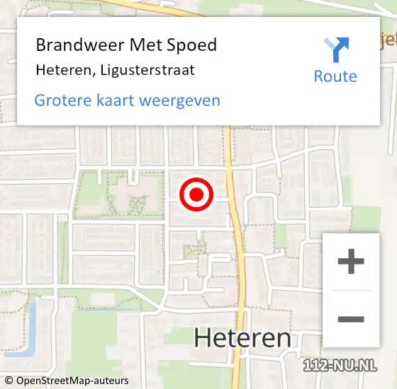 Locatie op kaart van de 112 melding: Brandweer Met Spoed Naar Heteren, Ligusterstraat op 21 december 2023 19:53