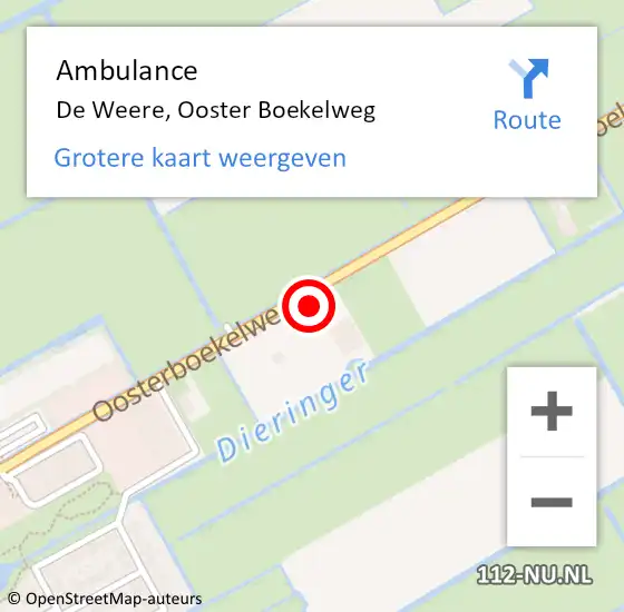 Locatie op kaart van de 112 melding: Ambulance De Weere, Ooster Boekelweg op 21 december 2023 19:55