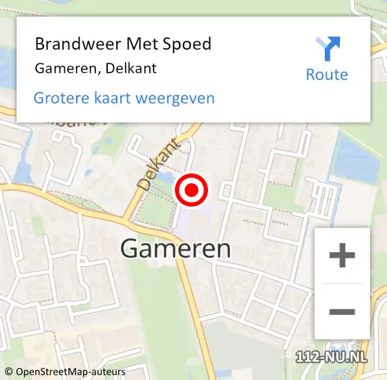 Locatie op kaart van de 112 melding: Brandweer Met Spoed Naar Gameren, Delkant op 21 december 2023 20:01