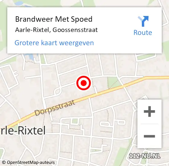 Locatie op kaart van de 112 melding: Brandweer Met Spoed Naar Aarle-Rixtel, Goossensstraat op 21 december 2023 20:02