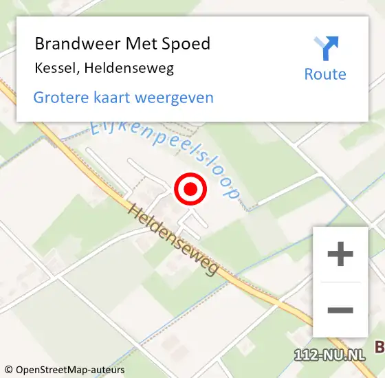 Locatie op kaart van de 112 melding: Brandweer Met Spoed Naar Kessel, Heldenseweg op 21 december 2023 20:04