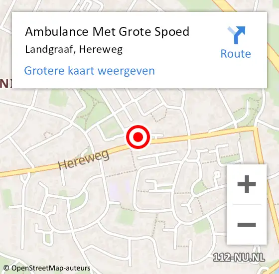 Locatie op kaart van de 112 melding: Ambulance Met Grote Spoed Naar Landgraaf, Hereweg op 19 september 2014 11:02