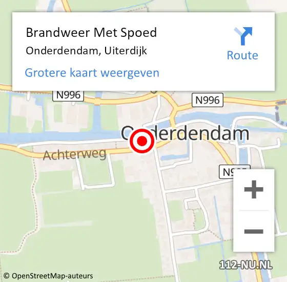 Locatie op kaart van de 112 melding: Brandweer Met Spoed Naar Onderdendam, Uiterdijk op 21 december 2023 20:31