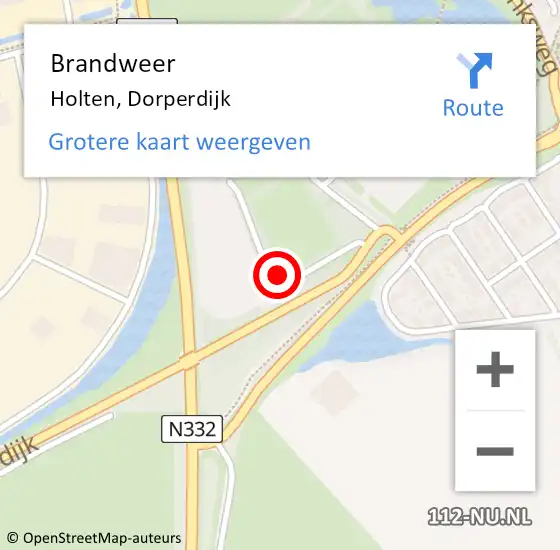 Locatie op kaart van de 112 melding: Brandweer Holten, Dorperdijk op 21 december 2023 20:33