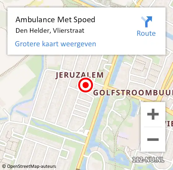 Locatie op kaart van de 112 melding: Ambulance Met Spoed Naar Den Helder, Vlierstraat op 21 december 2023 20:42