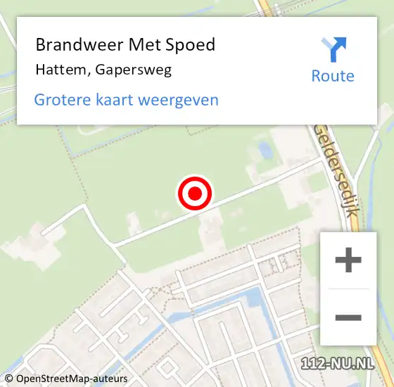 Locatie op kaart van de 112 melding: Brandweer Met Spoed Naar Hattem, Gapersweg op 21 december 2023 20:51