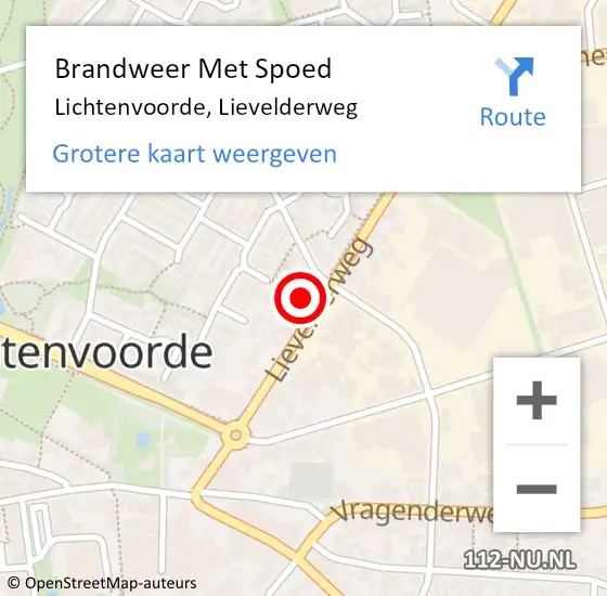 Locatie op kaart van de 112 melding: Brandweer Met Spoed Naar Lichtenvoorde, Lievelderweg op 21 december 2023 20:58