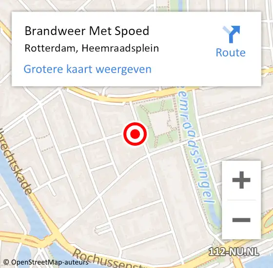Locatie op kaart van de 112 melding: Brandweer Met Spoed Naar Rotterdam, Heemraadsplein op 21 december 2023 21:01