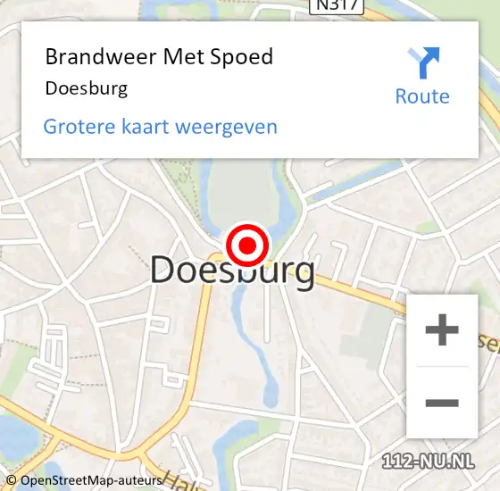 Locatie op kaart van de 112 melding: Brandweer Met Spoed Naar Doesburg op 21 december 2023 21:04