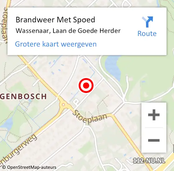 Locatie op kaart van de 112 melding: Brandweer Met Spoed Naar Wassenaar, Laan de Goede Herder op 21 december 2023 21:09