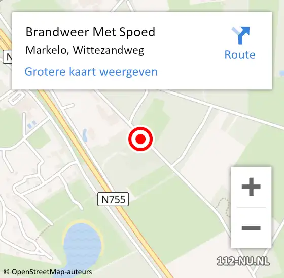 Locatie op kaart van de 112 melding: Brandweer Met Spoed Naar Markelo, Wittezandweg op 21 december 2023 21:20