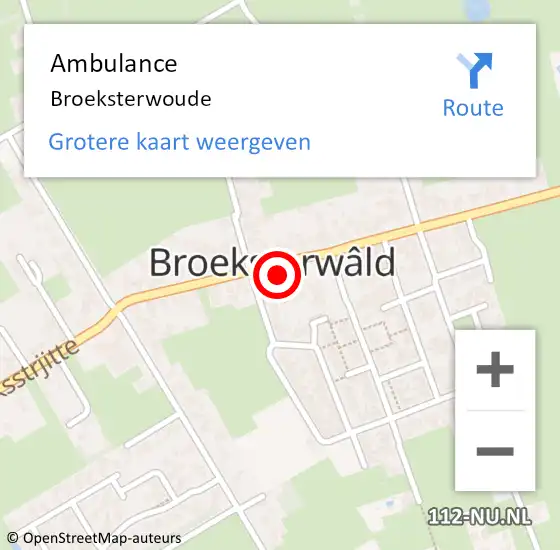 Locatie op kaart van de 112 melding: Ambulance Broeksterwoude op 21 december 2023 21:24