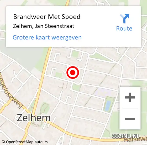 Locatie op kaart van de 112 melding: Brandweer Met Spoed Naar Zelhem, Jan Steenstraat op 21 december 2023 21:24