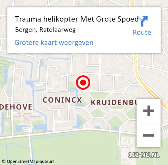 Locatie op kaart van de 112 melding: Trauma helikopter Met Grote Spoed Naar Bergen, Ratelaarweg op 21 december 2023 21:26