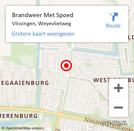 Locatie op kaart van de 112 melding: Brandweer Met Spoed Naar Vlissingen, Weyevlietweg op 21 december 2023 21:41