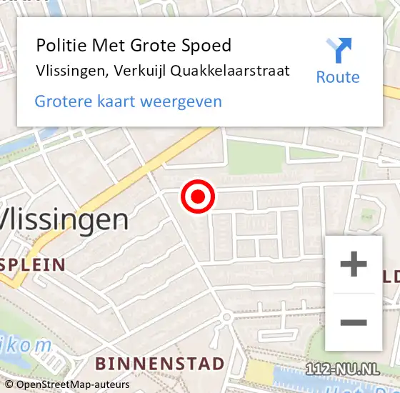 Locatie op kaart van de 112 melding: Politie Met Grote Spoed Naar Vlissingen, Verkuijl Quakkelaarstraat op 21 december 2023 21:45