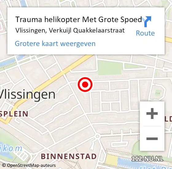 Locatie op kaart van de 112 melding: Trauma helikopter Met Grote Spoed Naar Vlissingen, Verkuijl Quakkelaarstraat op 21 december 2023 21:46