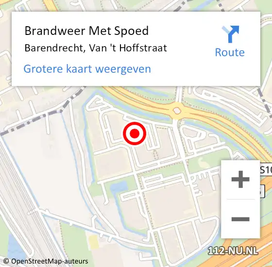 Locatie op kaart van de 112 melding: Brandweer Met Spoed Naar Barendrecht, Van 't Hoffstraat op 21 december 2023 21:49