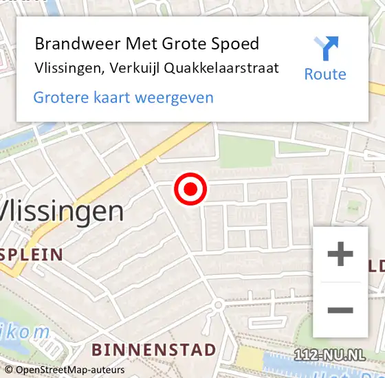 Locatie op kaart van de 112 melding: Brandweer Met Grote Spoed Naar Vlissingen, Verkuijl Quakkelaarstraat op 21 december 2023 22:04