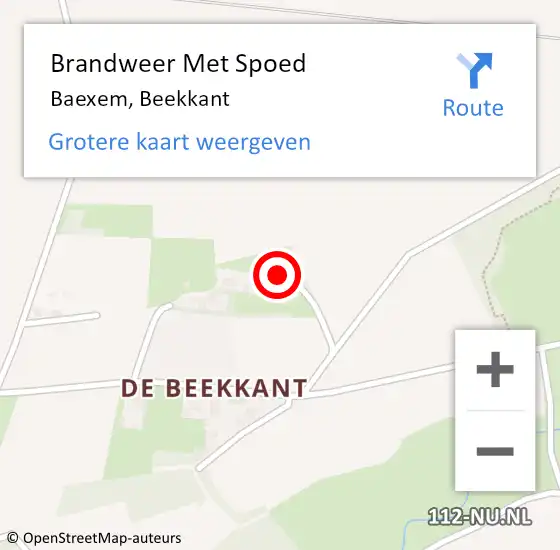 Locatie op kaart van de 112 melding: Brandweer Met Spoed Naar Baexem, Beekkant op 21 december 2023 22:04