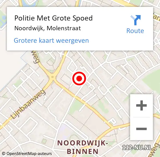 Locatie op kaart van de 112 melding: Politie Met Grote Spoed Naar Noordwijk, Molenstraat op 21 december 2023 22:12