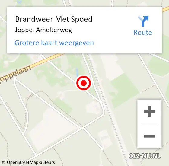 Locatie op kaart van de 112 melding: Brandweer Met Spoed Naar Joppe, Amelterweg op 21 december 2023 22:17