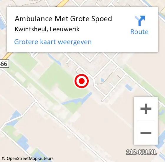 Locatie op kaart van de 112 melding: Ambulance Met Grote Spoed Naar Kwintsheul, Leeuwerik op 21 december 2023 22:29