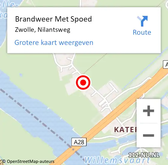 Locatie op kaart van de 112 melding: Brandweer Met Spoed Naar Zwolle, Nilantsweg op 21 december 2023 22:33