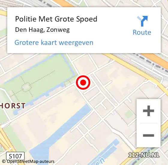 Locatie op kaart van de 112 melding: Politie Met Grote Spoed Naar Den Haag, Zonweg op 21 december 2023 23:01